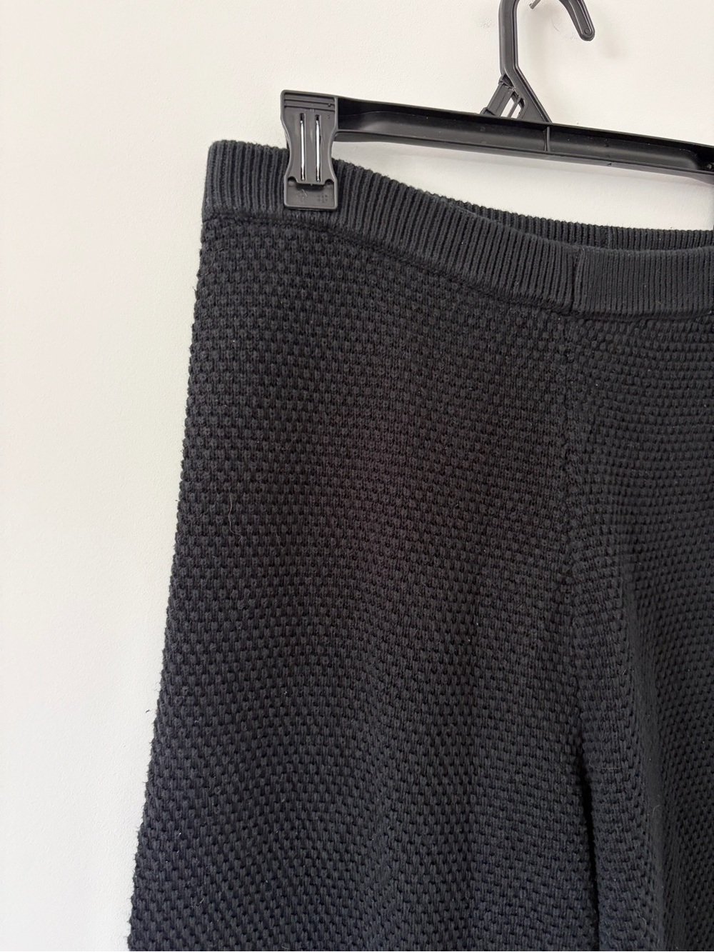 Free People Beach Hailee Black Waffle Knit Wide Leg Cropped Lounge Pants M - Picture 3 of 9